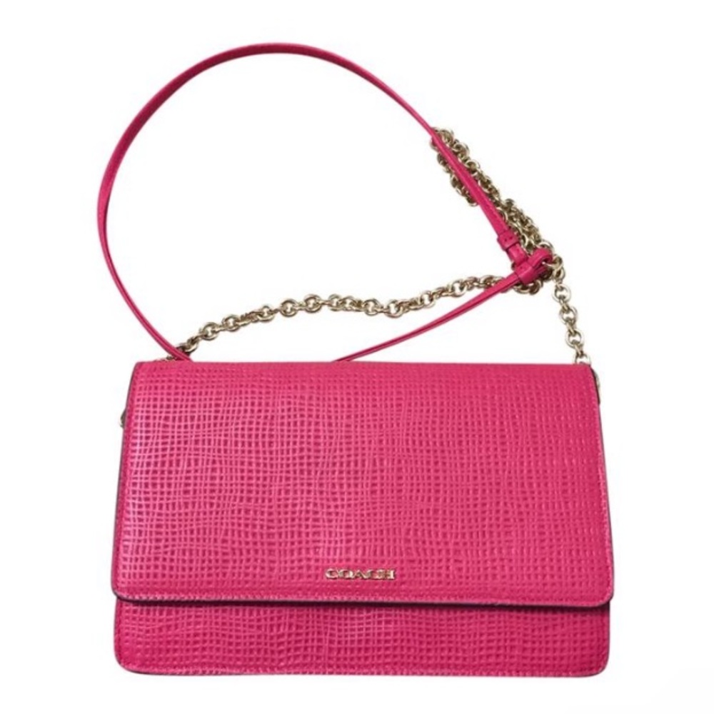 Coach Madison Embossed Pink Ruby Leather Cross Body Bag